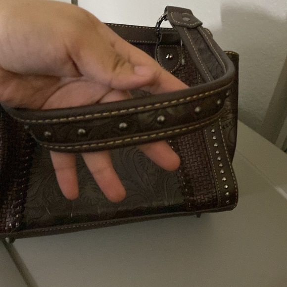 TRINITY RANCH WESTERN BROWN LEATHER PURSE - Picture 13 of 15